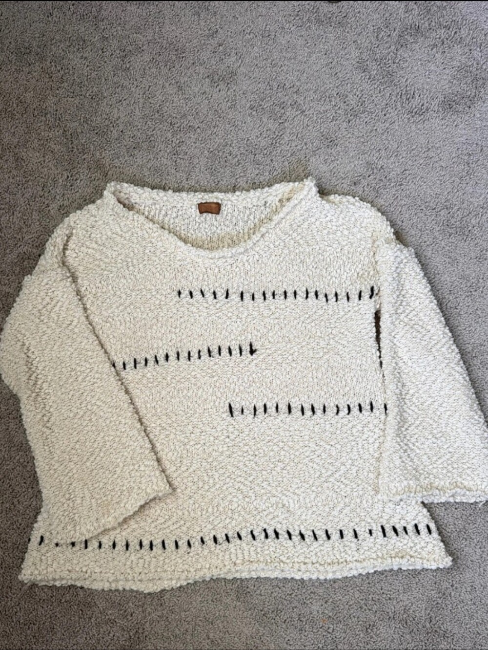 POL Cozy Ivory Popcorn Stitch Women's Sweater EUC